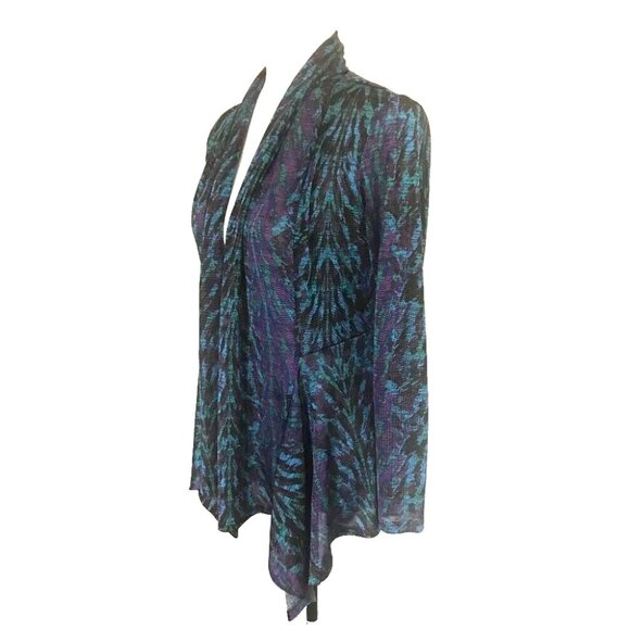 CLARA SUN WOO Open Draped Cardigan Lightweight Stretch Size XS Turquoise Purple - Picture 4 of 7